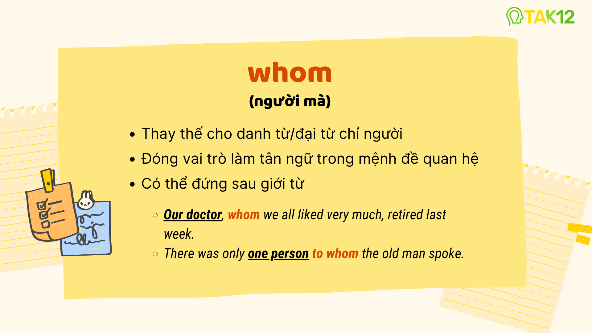 Cách sử dụng whom trong mệnh đề quan hệ
